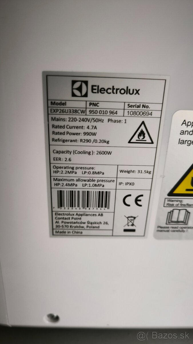 Predám mobilnú klimatizáciu Electrolux XP26U338CW - 2