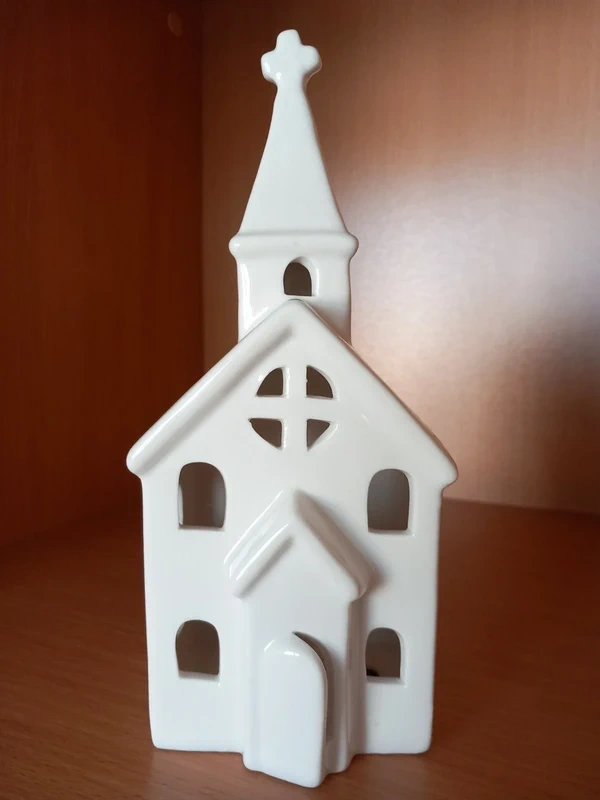 Keramický kostol na čajovú sviečku 22,5x9,5x8 cm - 2