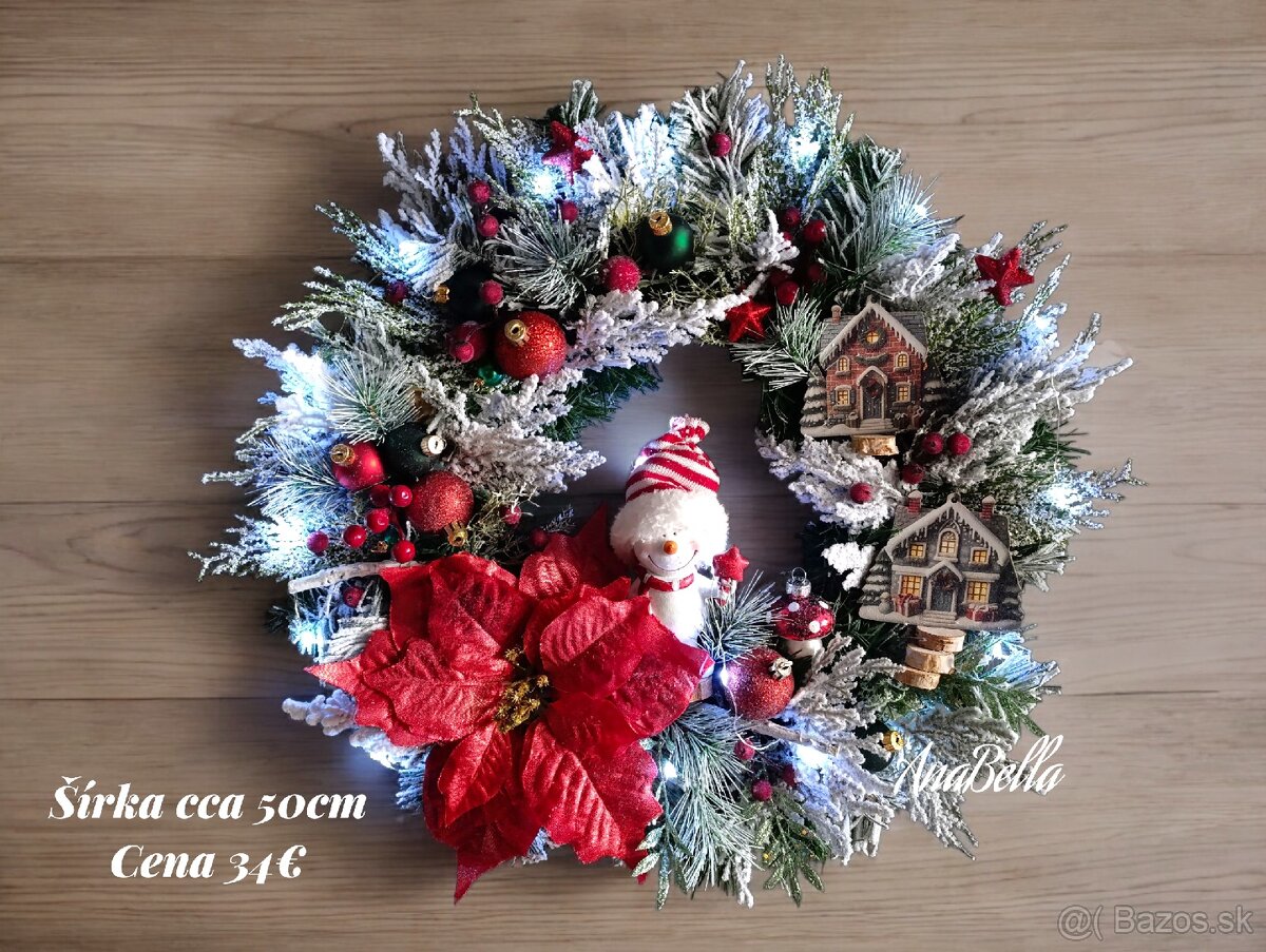 Vianočný červený veniec na dvere - 2