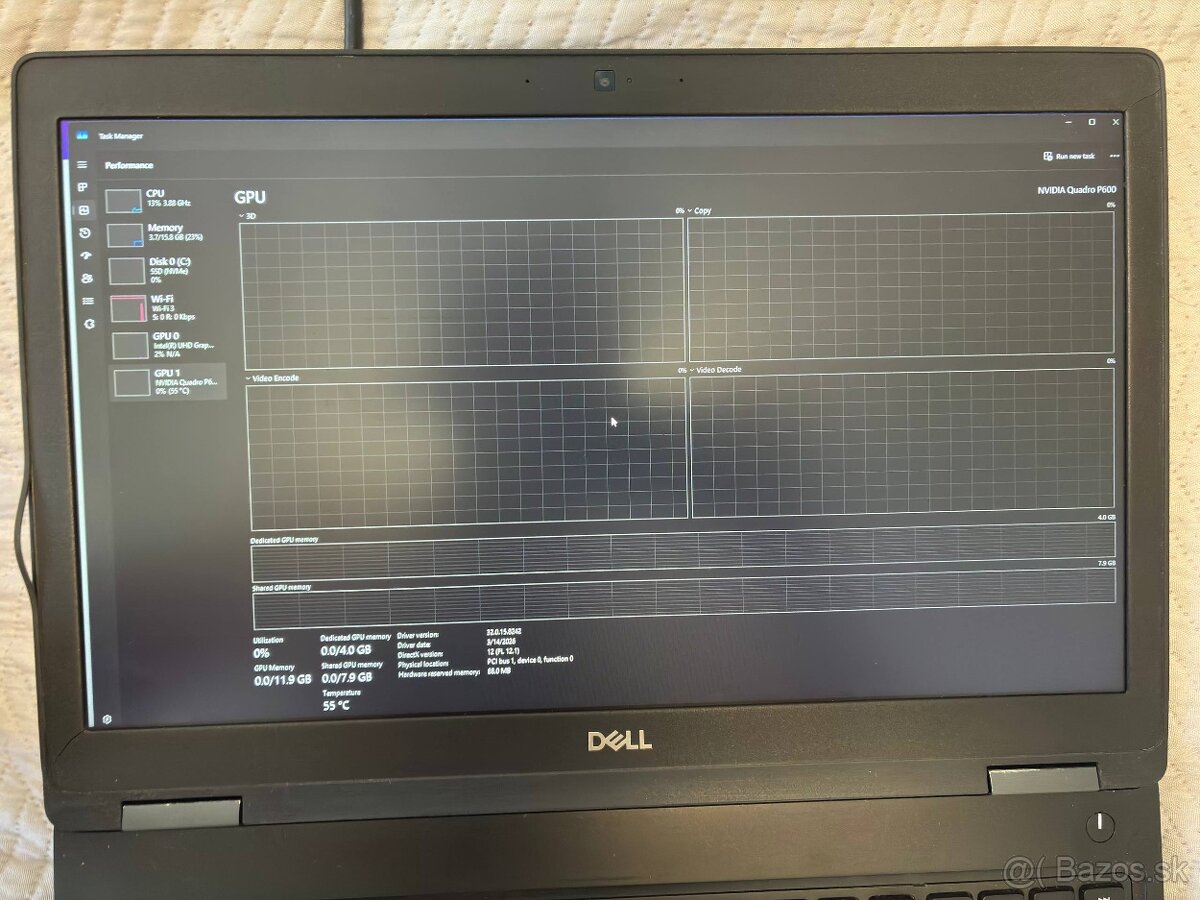 Dell Precision 3530 15.6"/i5-8300h(4/8)/16/256/p600 4gb - 2