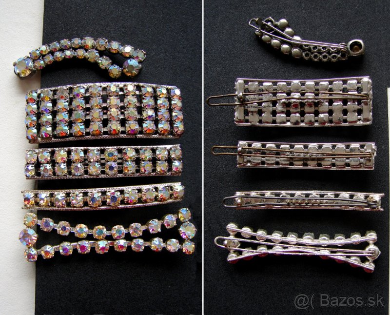 Starožitné spony do vlasov s dúhovými štrasmi: - 2