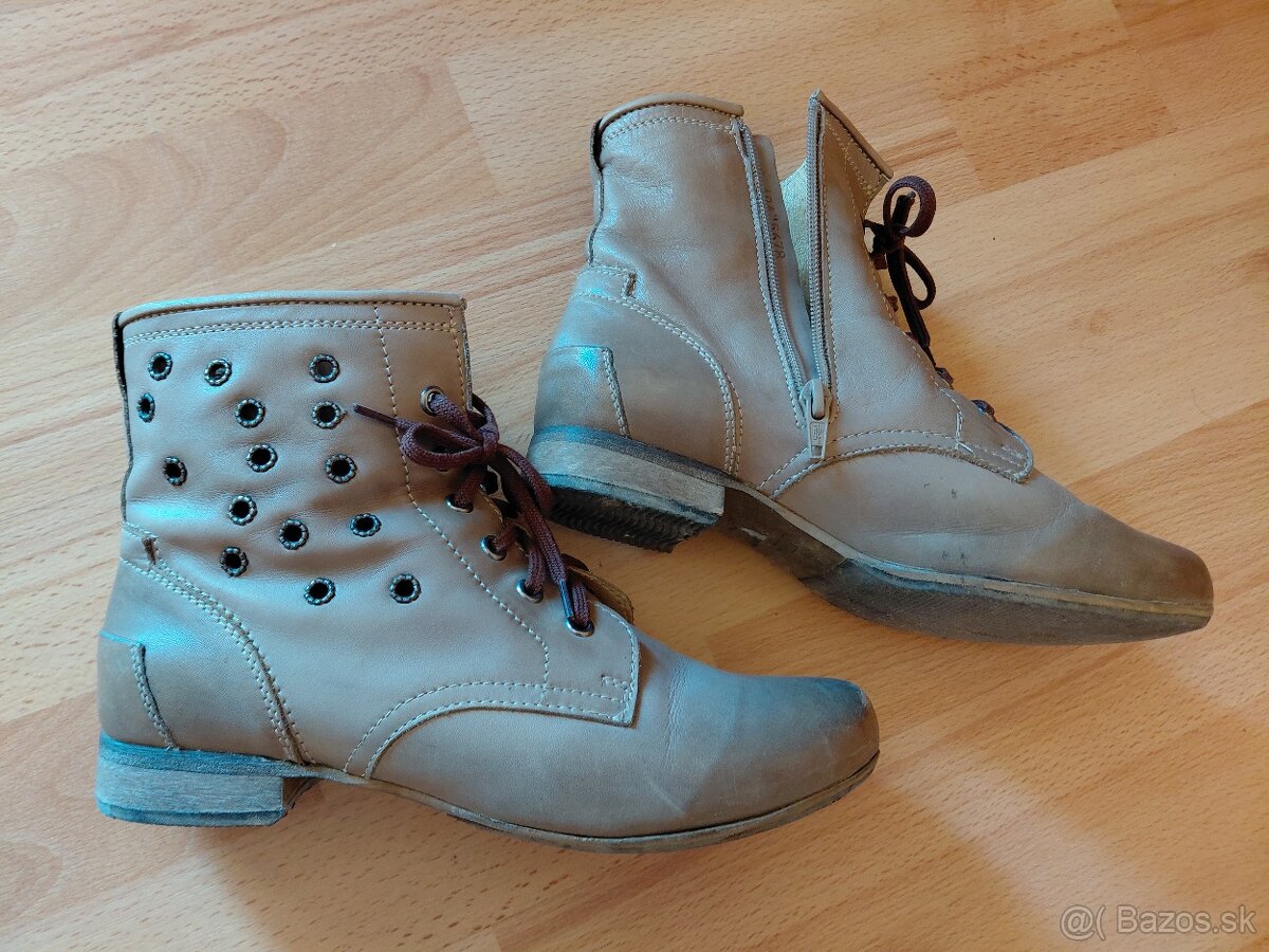 Kožené hnedé členkove čižmy - 2