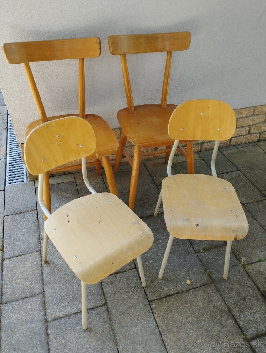 Retro stoličky dve velke dve detske - 2