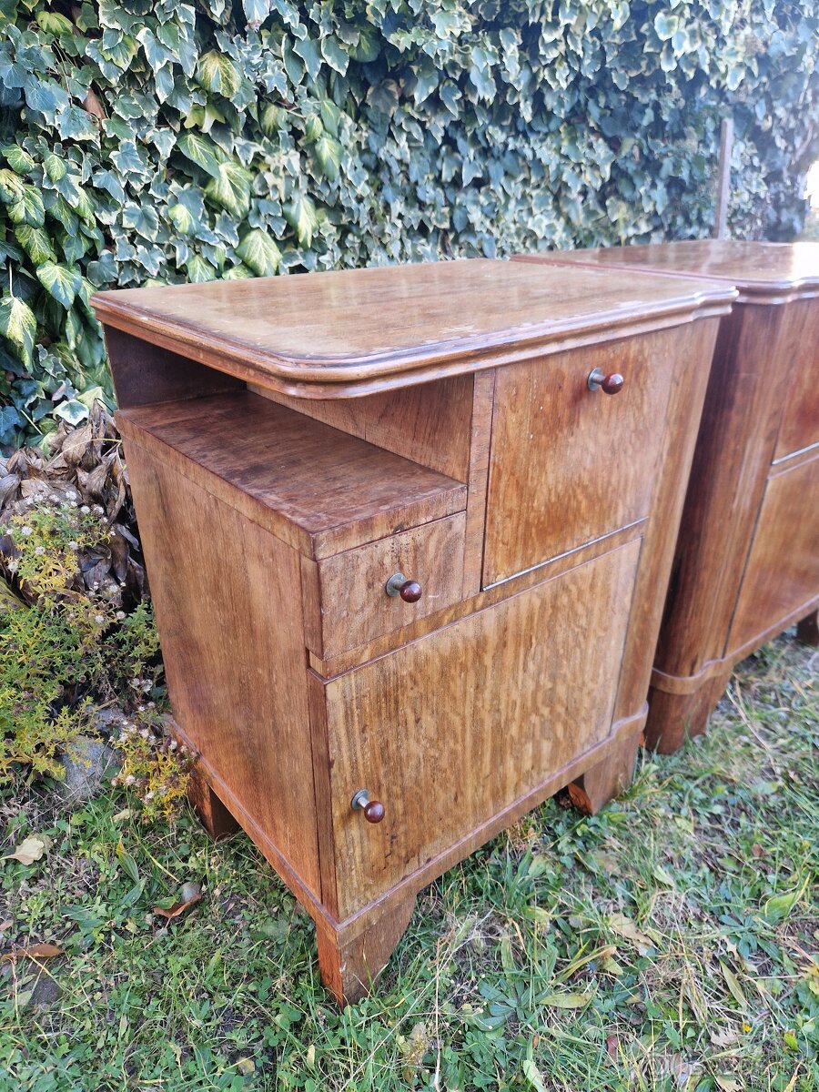 Nočné stolíky art deco s vrchným sklom - 2