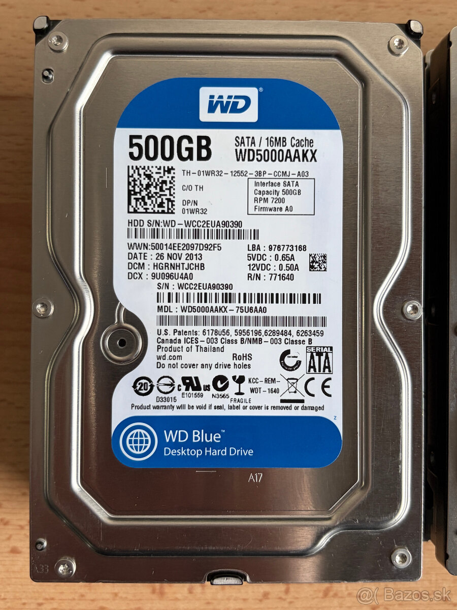 Predám rôzne 3,5" SATA HDD s kapacitou 500GB - 2