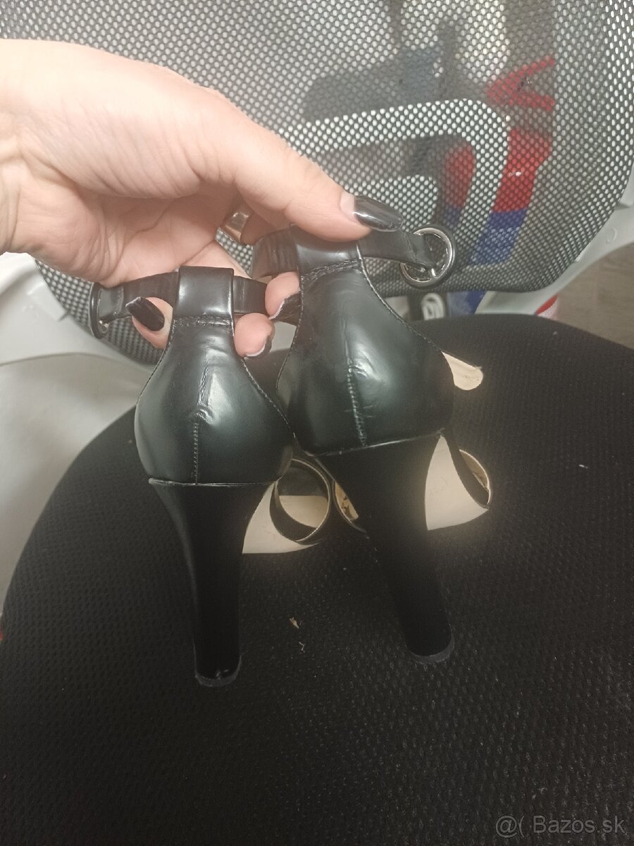 Zara Čierne Sandále na Vysokom Podpätku, Basic Collection - 2