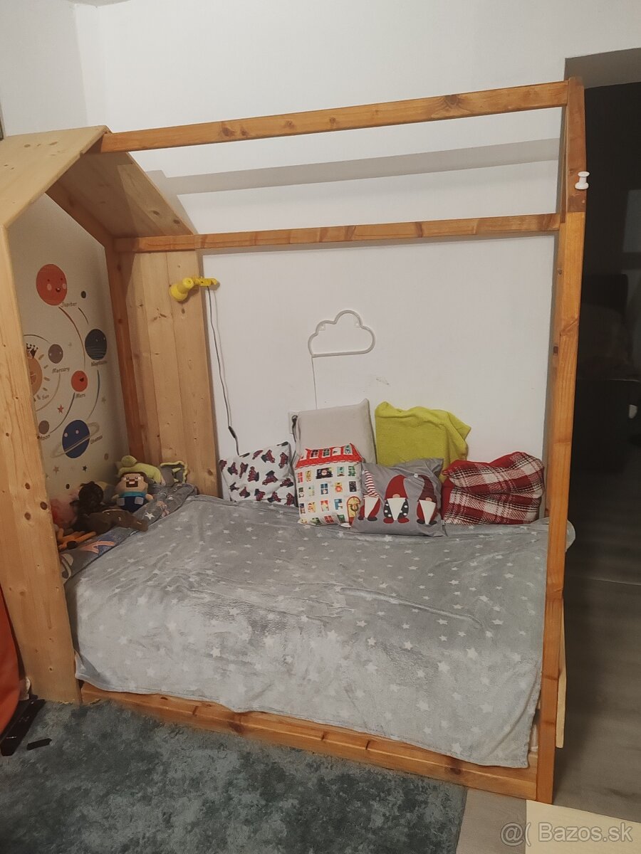 Domčeková posteľ kvalitné drevo 2xmatrac - 2