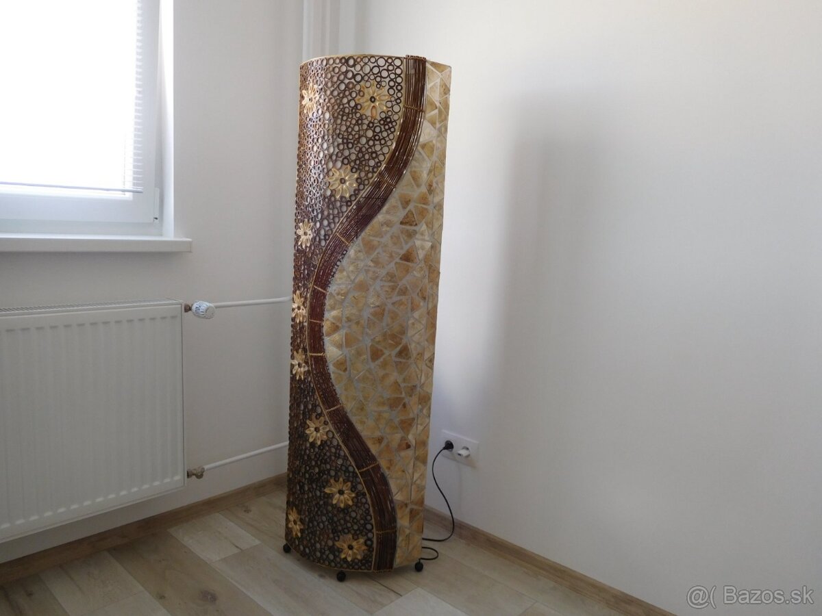 LAMPA stojatá MUŠLA / BAMBUS, - 2