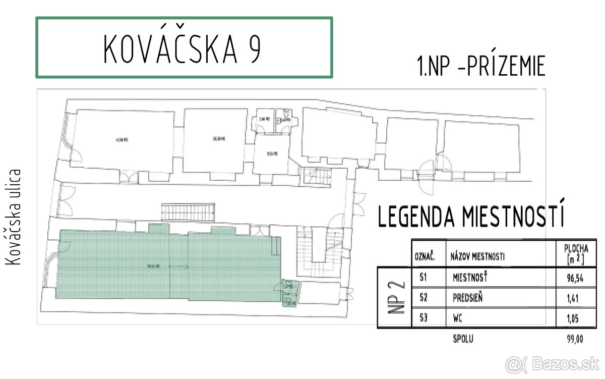 Obchodný priestor 99m2 v centre Košice na predaj. - 2