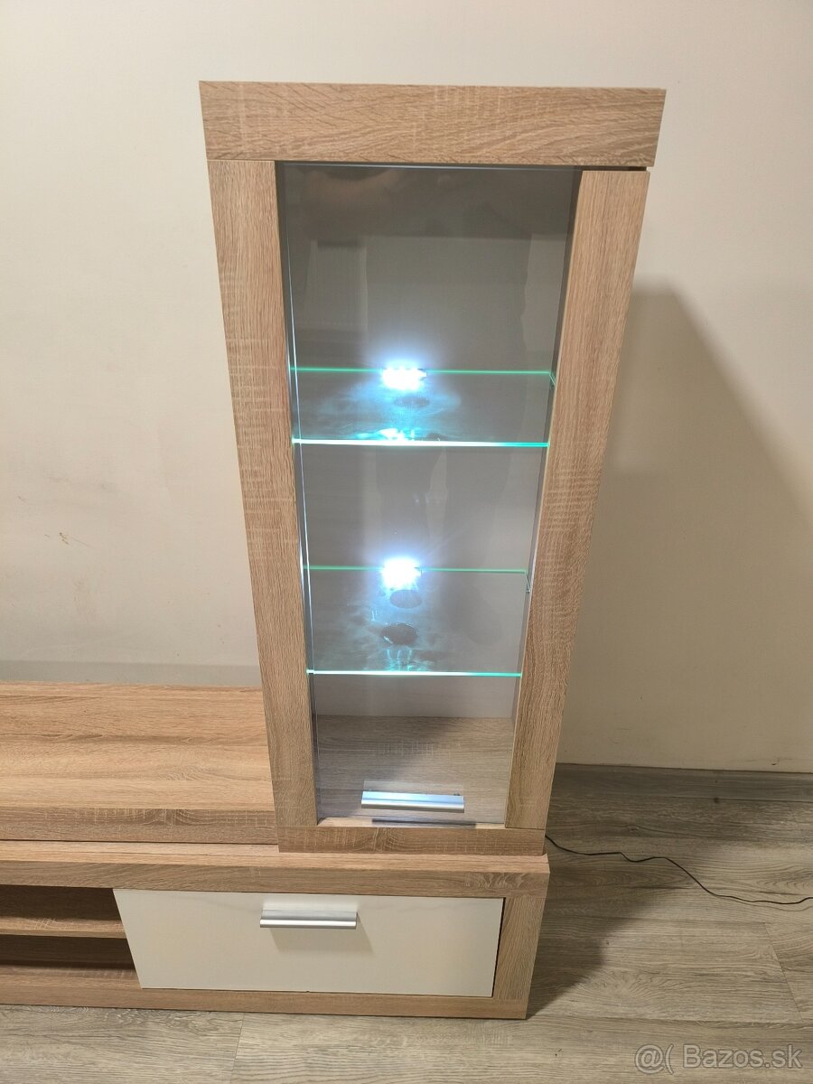 Obývacia stena dub sonoma+biela - 2