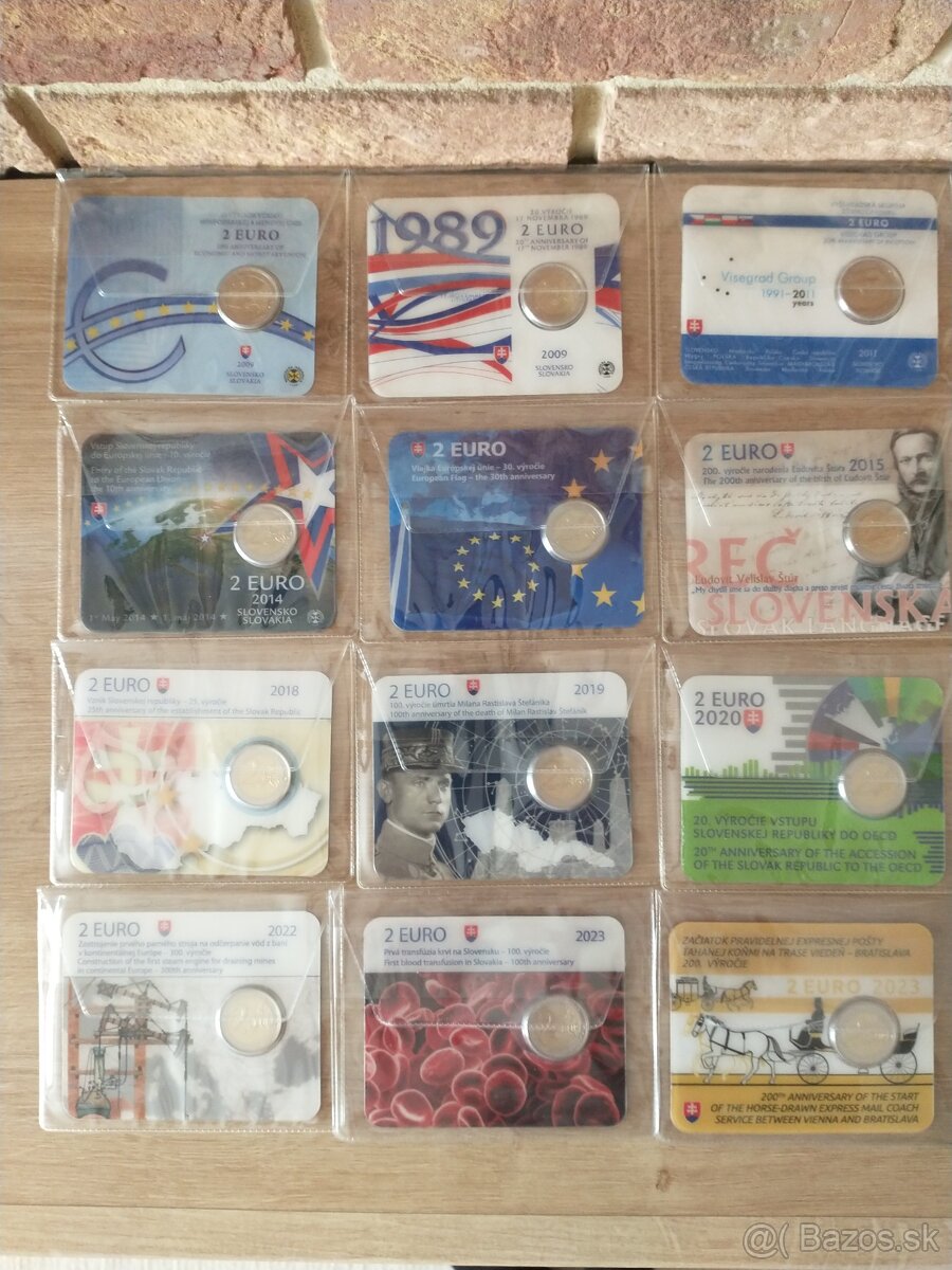 pamätné mince, coincards, mincové kartičky, sady mincí SK - 2