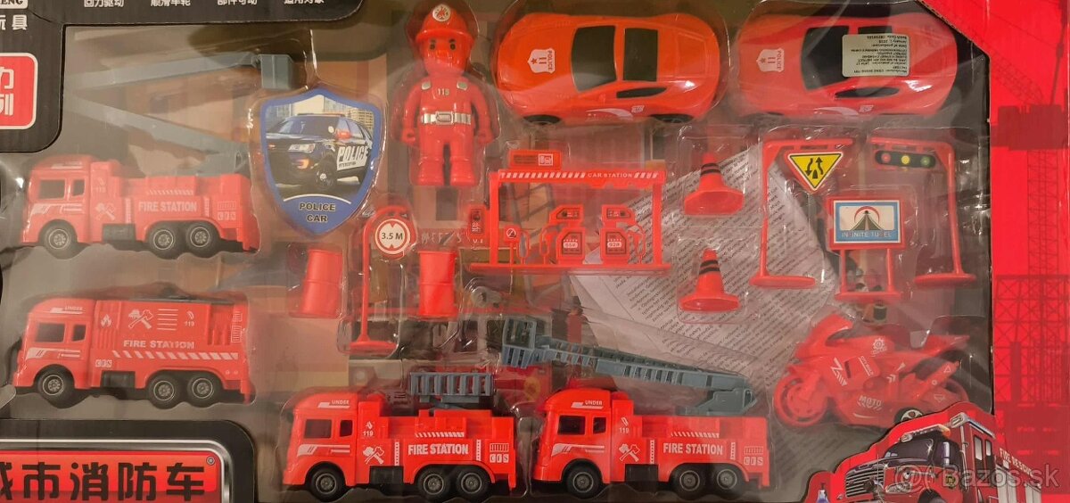 Požiarnické autíčka s dopravnými značkami veľké balenie - 2