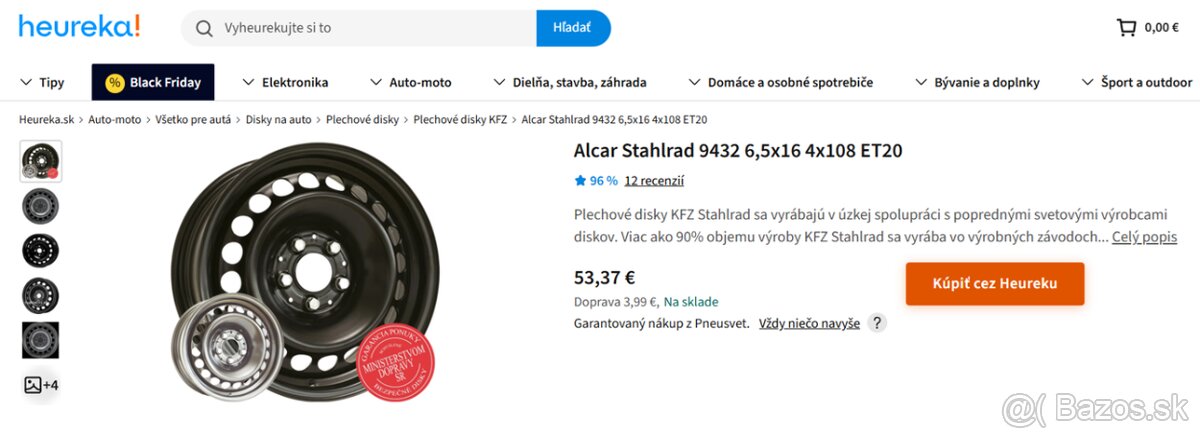 Alcar disky 9432 6,5x16 4x108 ET20 - 2