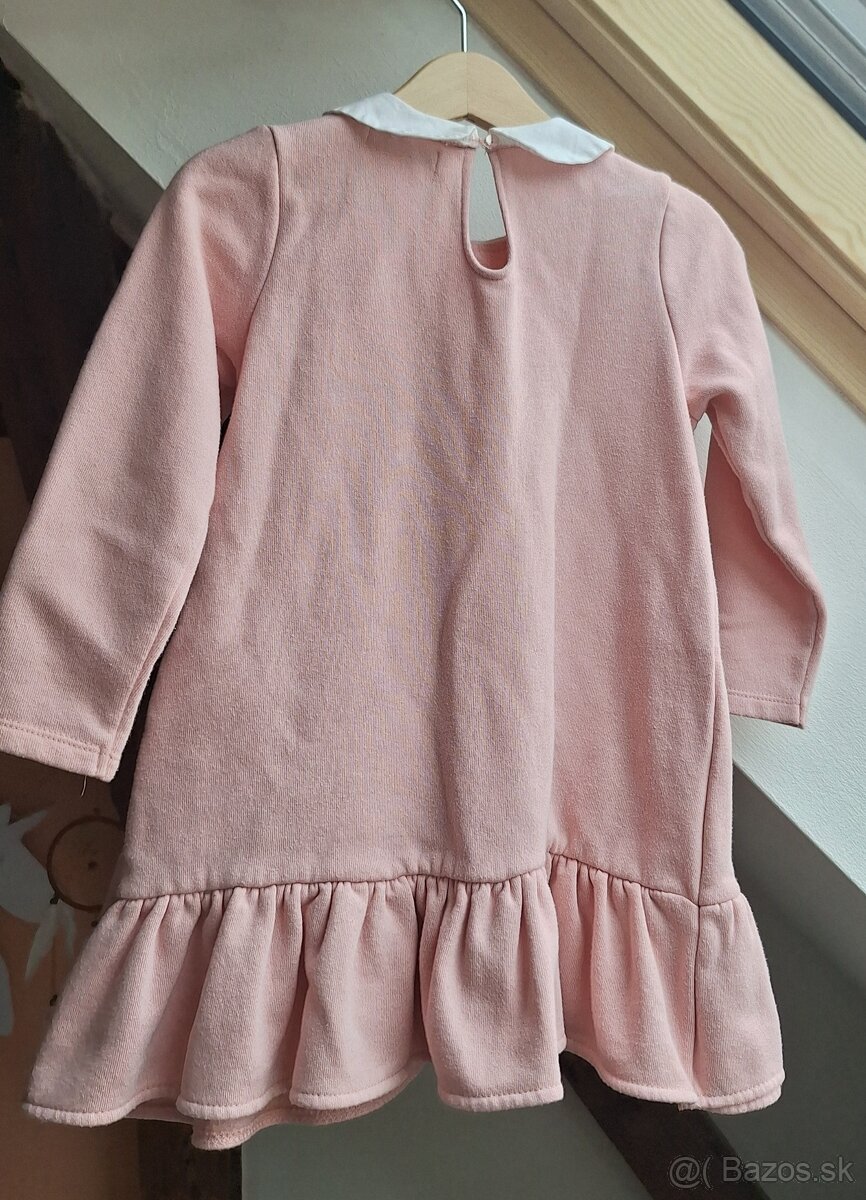 Zateplené ružové šaty s perličkami Reserved, vel. 104 - 2