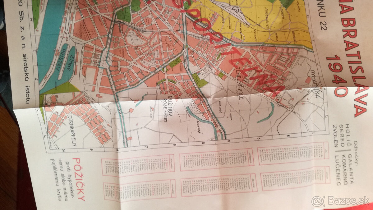 mapa Bratislavy z roku 1940 - 2