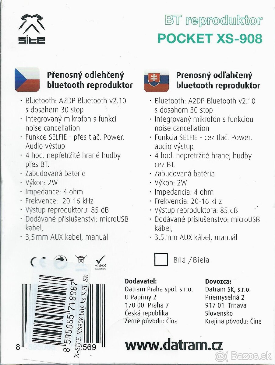 X-SITE POCKET XS-908-Bluetooth reproduktor - 2