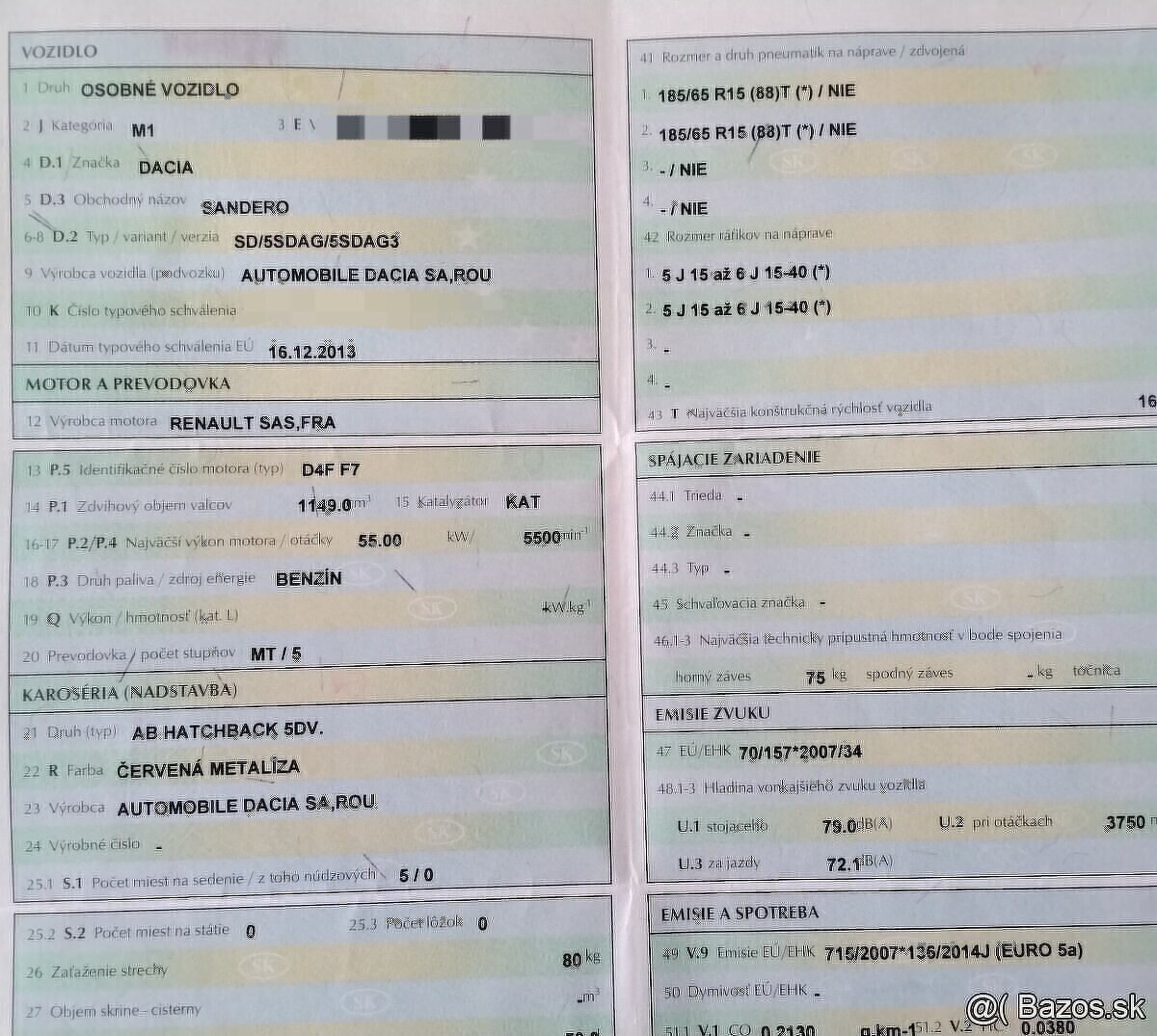 DACIA SANDERO 1.2 2014 predám DVERE, MOTOR D4FF7, PREVODOVKA - 2