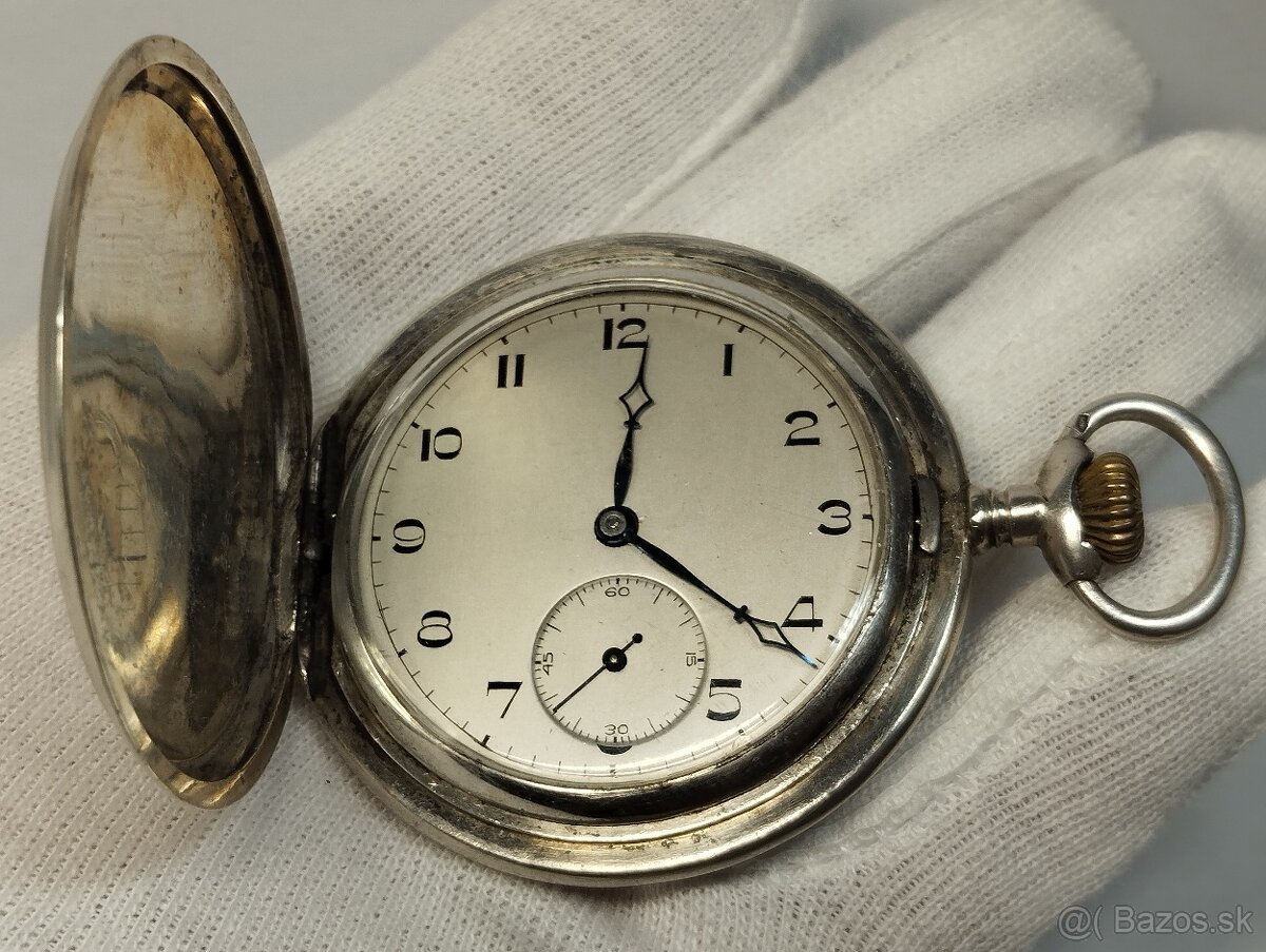 Staré tříplášťové celostříbrné kapesní hodinky - 2