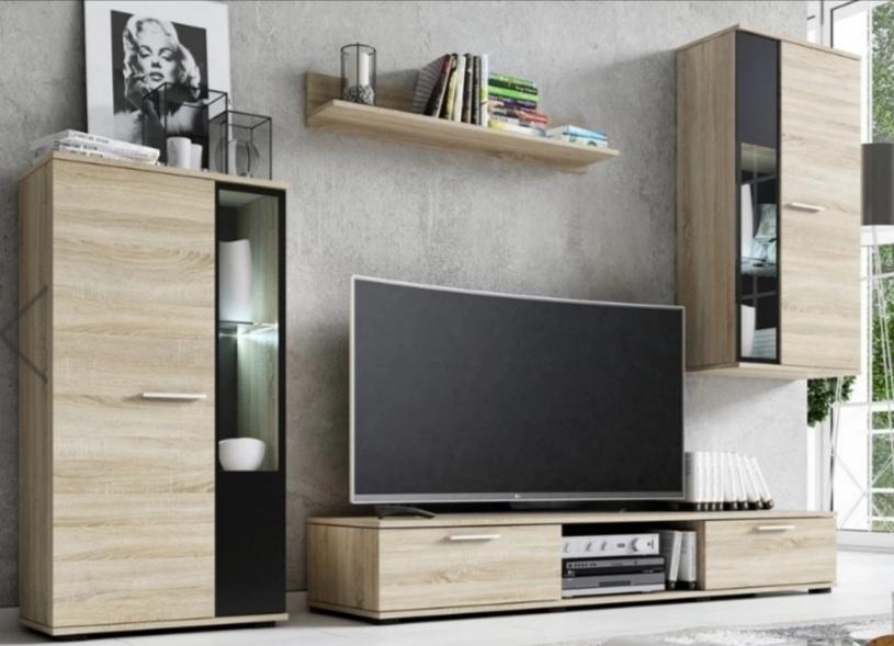 Obývacie zostavy biela matna a dub sonoma - 2