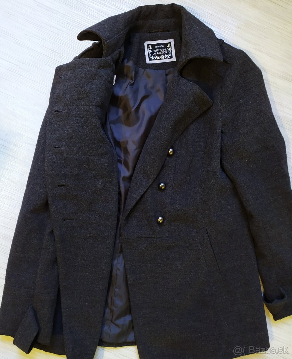 KRÁSNY ANTRACITOVÝ ZIMNÝ KABÁT č.40 ako nový - 2