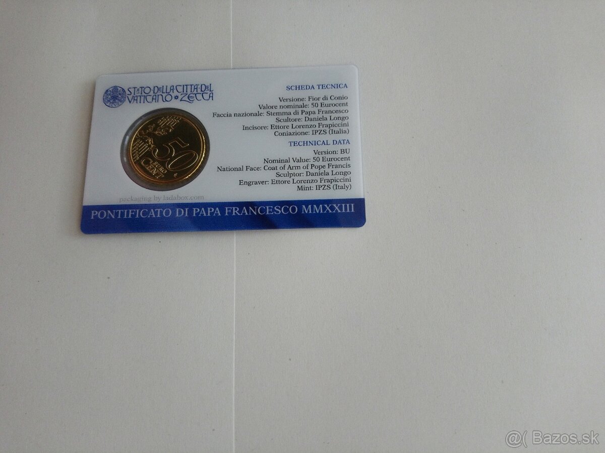 50 cent 2023 Coin Card - Vatikán - 2