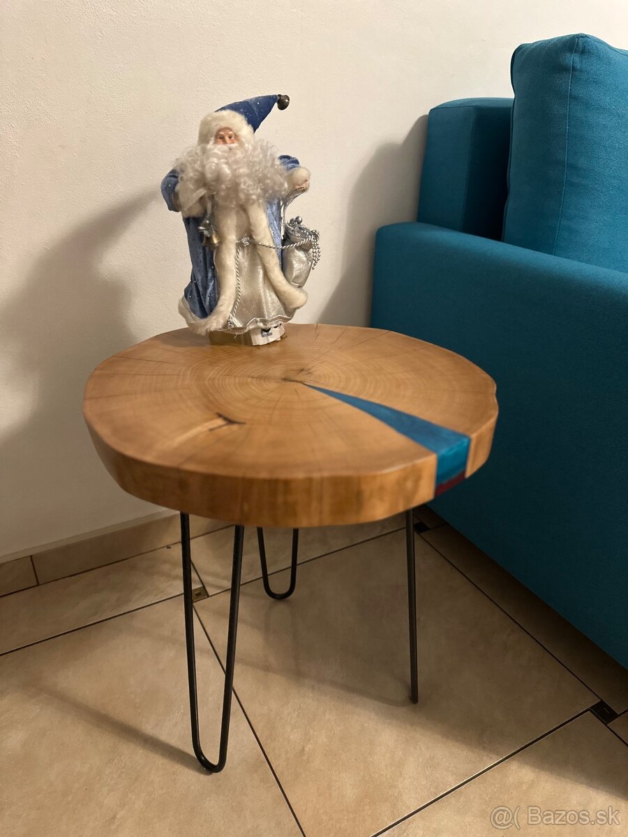 🪵 Dizajnové stolíky z priečneho rezu javora horského – masí - 2
