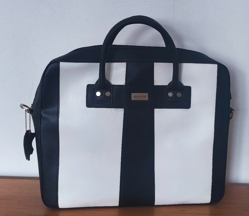 Elegantná taška Dicota na 13,3“-15,6“ notebook, bielo-čierna - 2