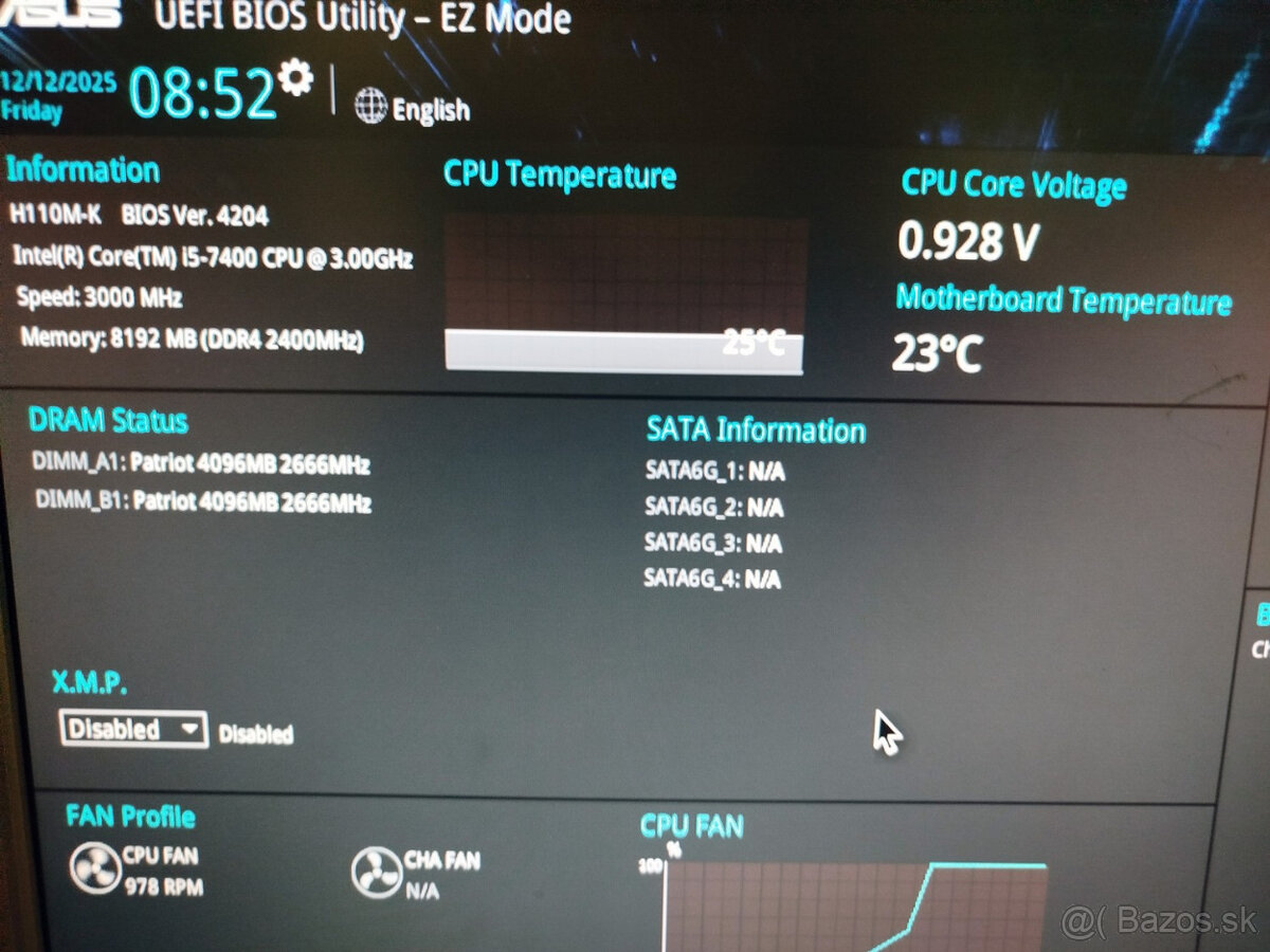 doska H110M-K + Intel Core i5-7400 + 8GB DDR4 - 2