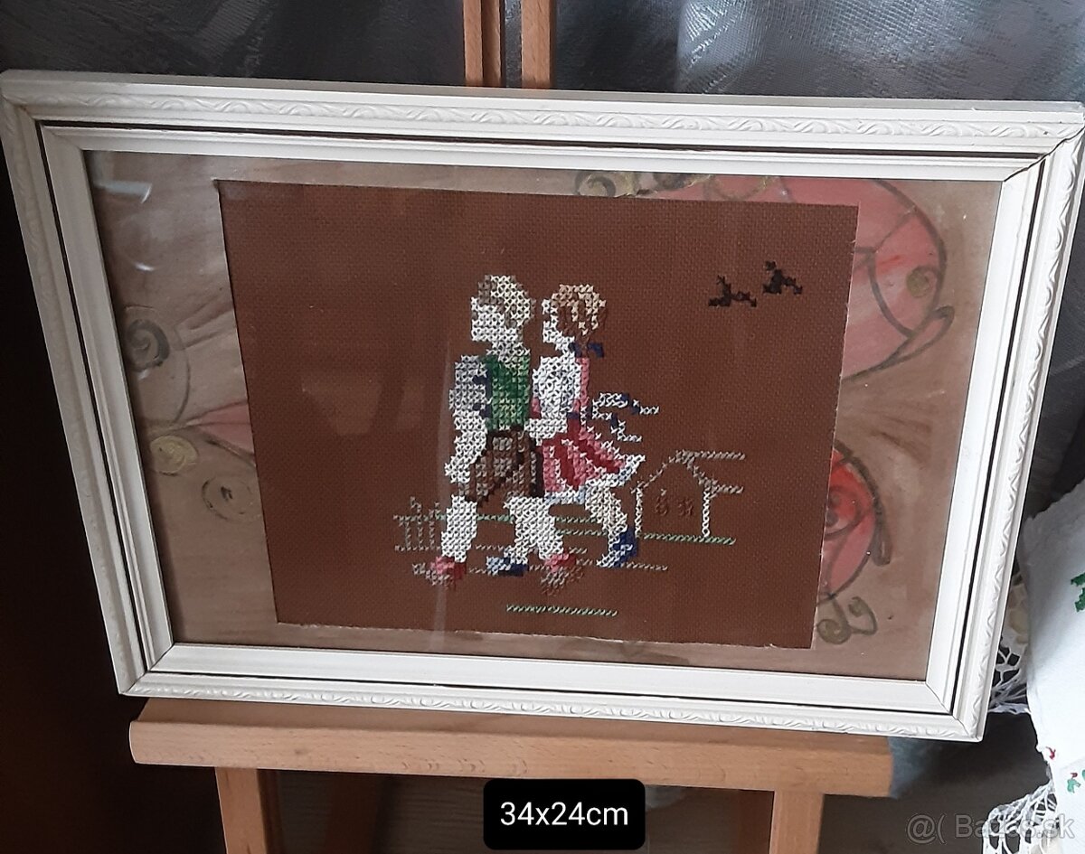 Predaj vyšívaných obrazov v drevených rámoch pod sklom - 2