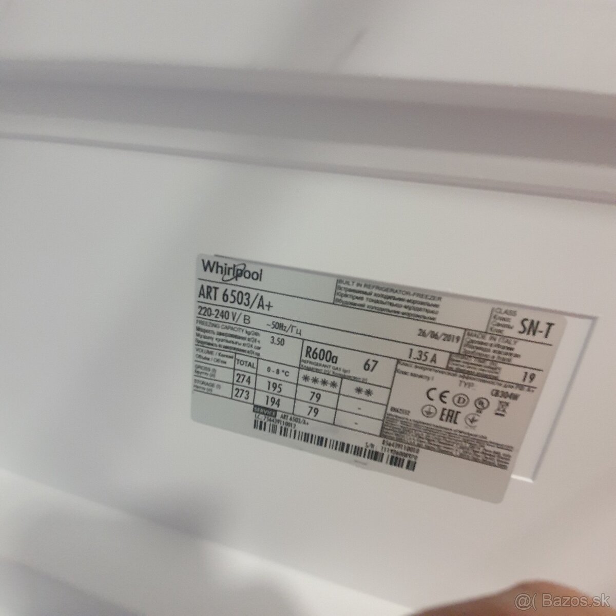 Vstavaná chladnička Whirpool ART6503 A+ - 2