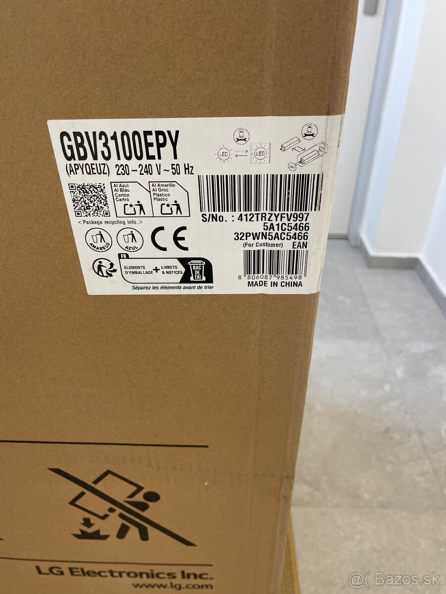 Predam chladničku z mraznickou LG GBV3100EPY nerez - 2