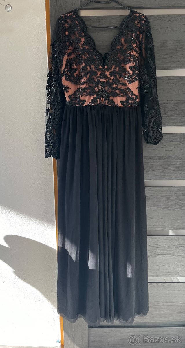 Čiernobéžové spoločenské šaty XS S M L - 2