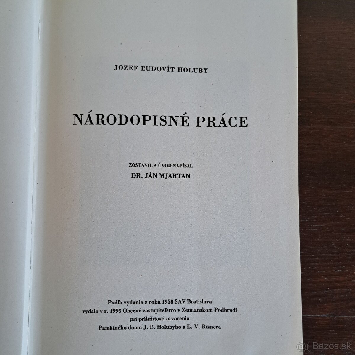 Národopisné práce, J.Ľ.Holuby - 2