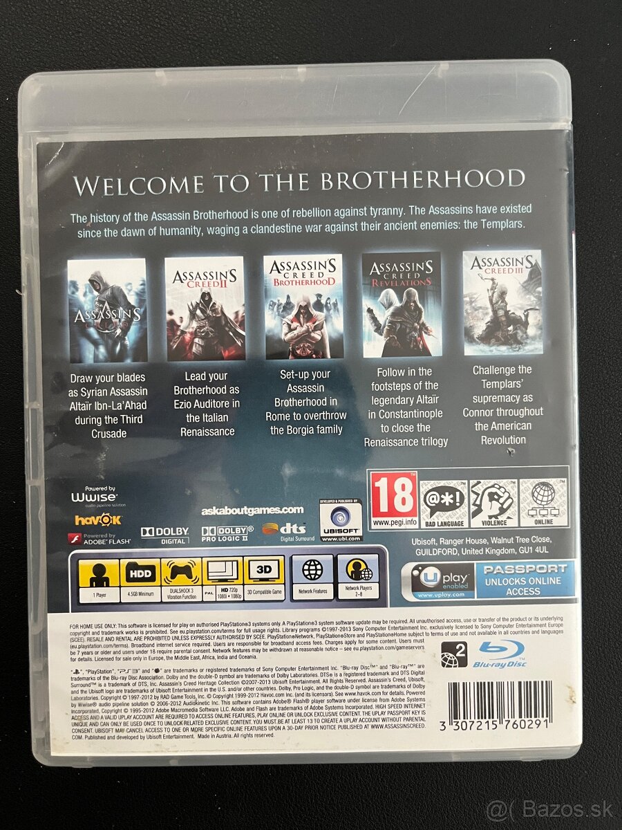 Predám ASSASSIN'S CREED - Heritage Collection (5v1) na PS3 - 2