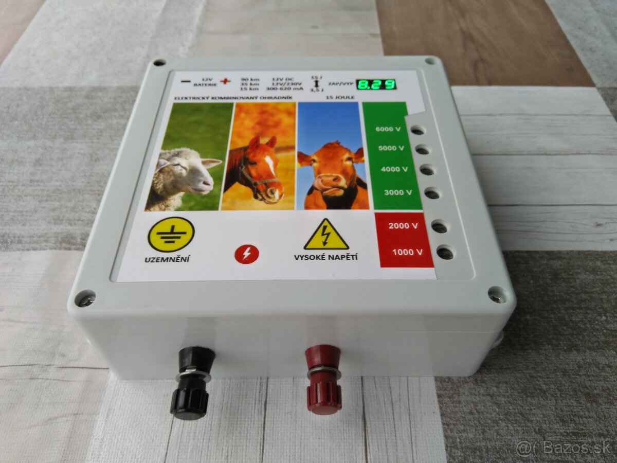 Elektrický, oplotok, ohradník, solár 12V/230V 15J - 2