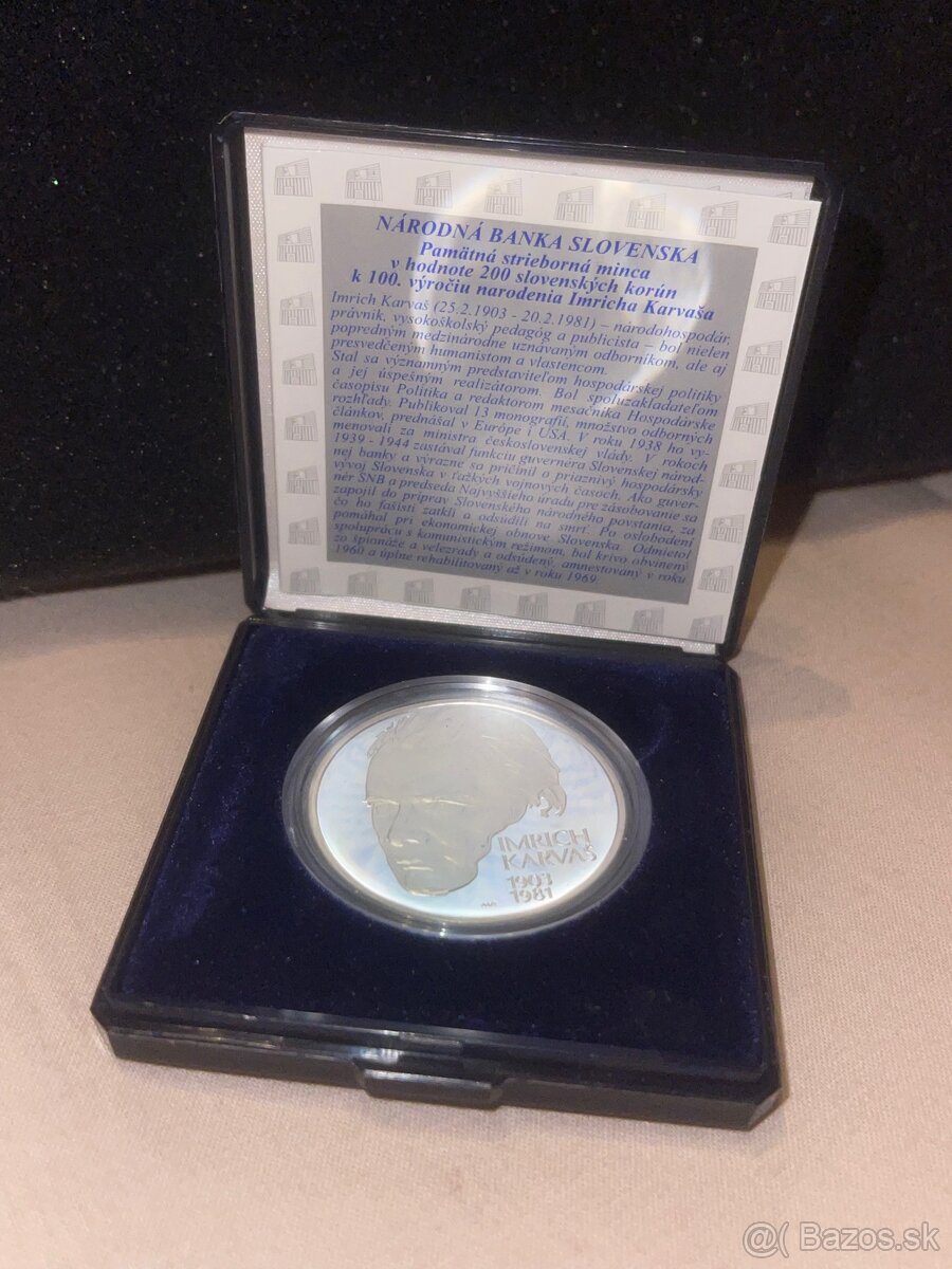 Pamätné strieborné 200 Sk v etui s certifikátom - proof - 2