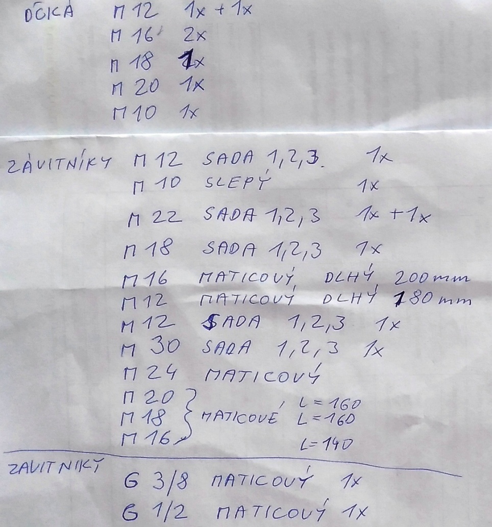 Predám Závitníky nepoužité - 2