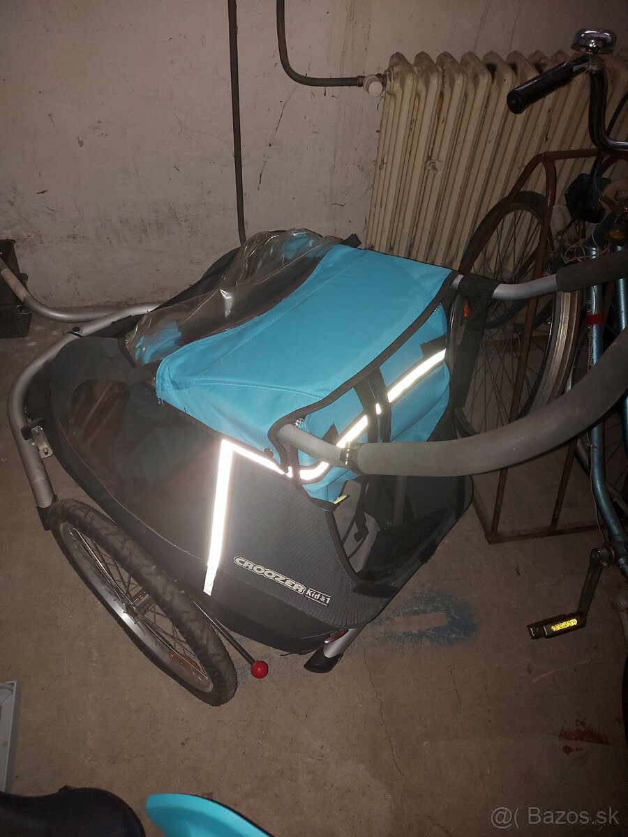 Vozik na beh a bicykel Croozer for 1 kid modry - 2