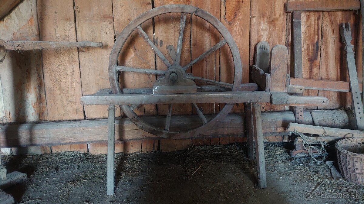 Tkáčsky stroj , Motovidlo,Kolovrátok, Drevený ponk - 2