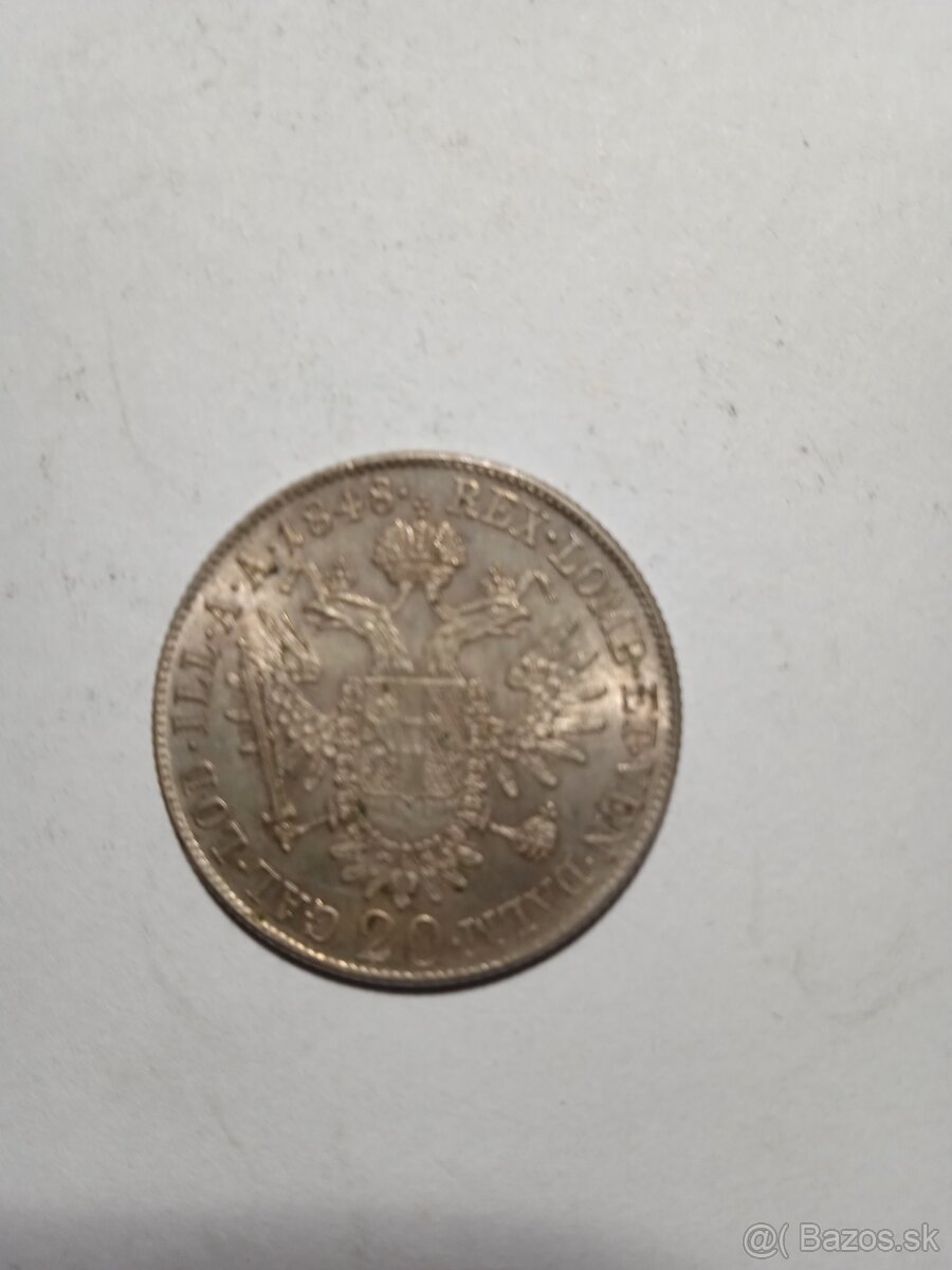 20 grajciar 1848 A - Ferdinand V. - striebro - 2