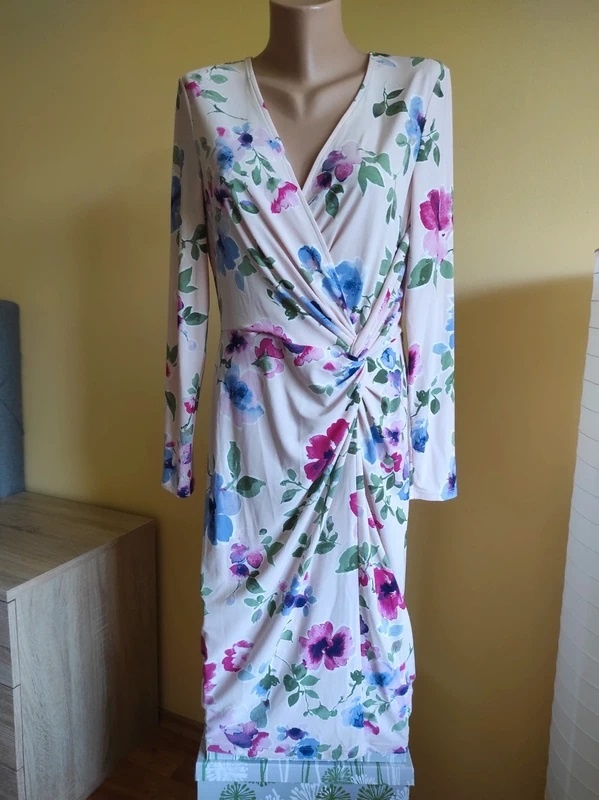 nové kvetované bledoružové šaty Ralp Lauren veľ. 40 - 2