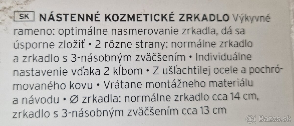 NOVE Nástenné kozmetické zrkadlo Tchibo - 2