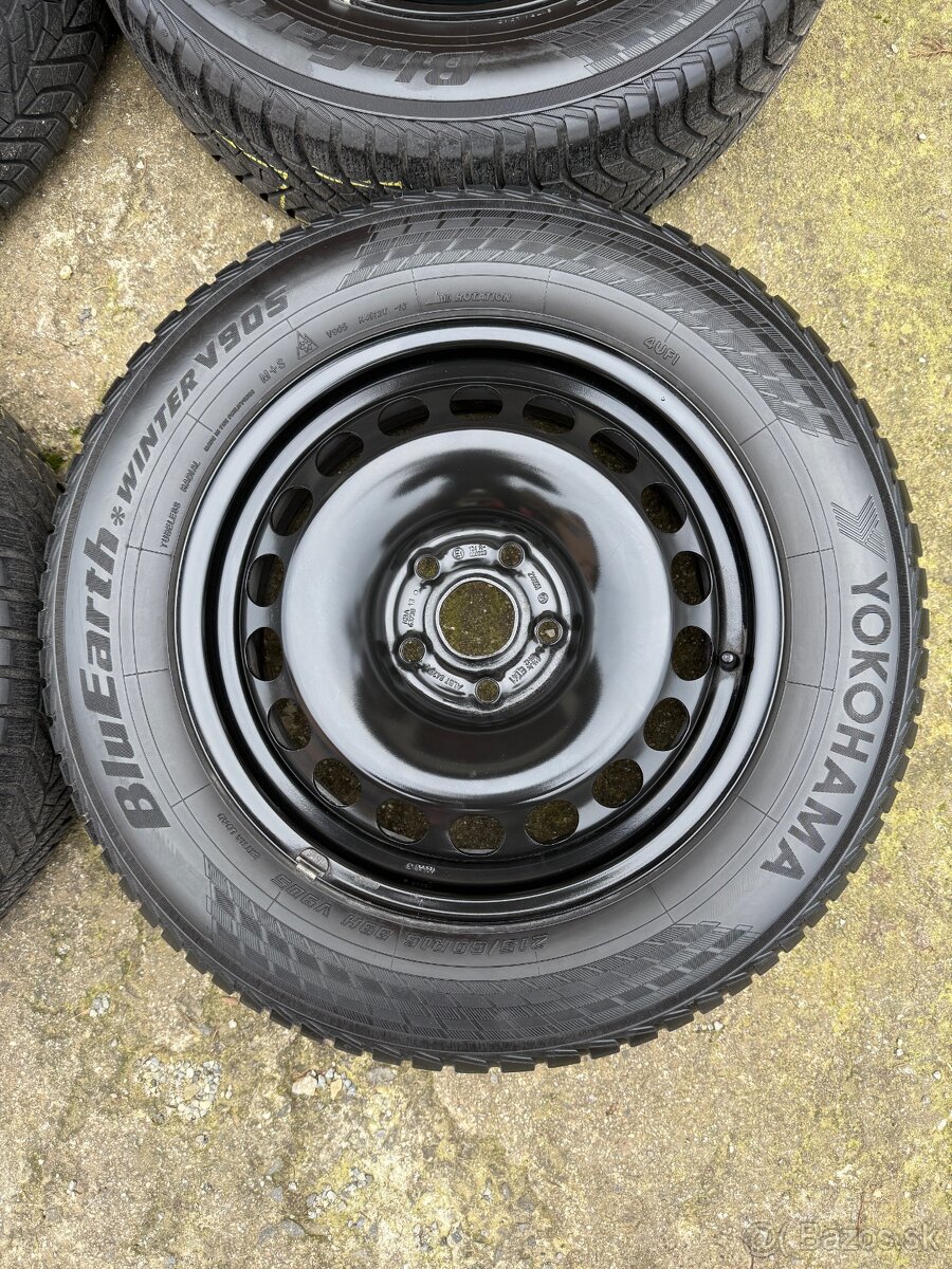 Plechové disky 5x112 so zimnými pneumatikami 215/60 R16 - 2