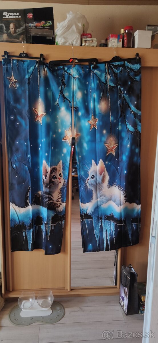 závesy - dekoračky s mačičkami - 2