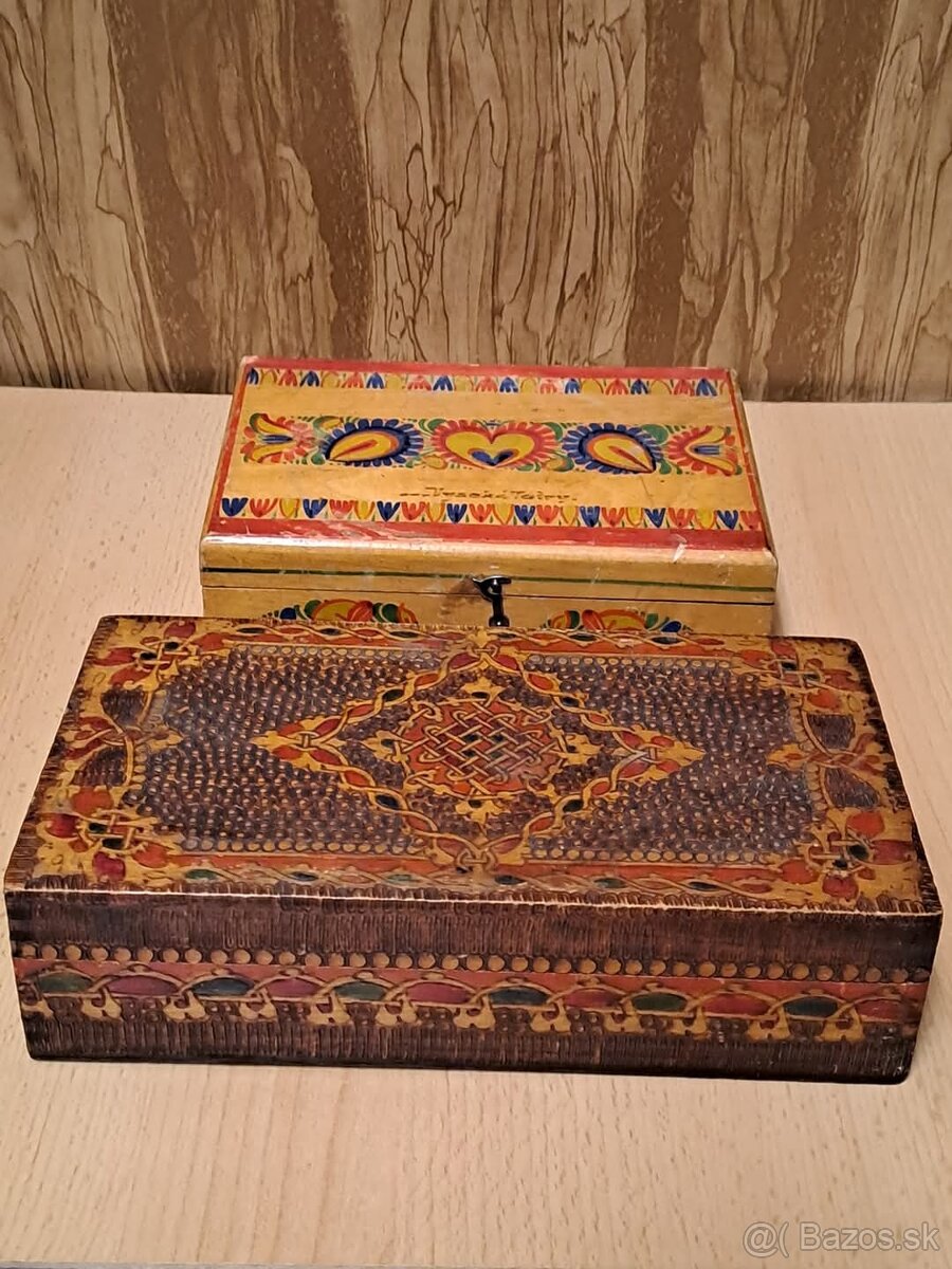 Dřevěné šperkovnice/krabička s folklórními vzory - 2