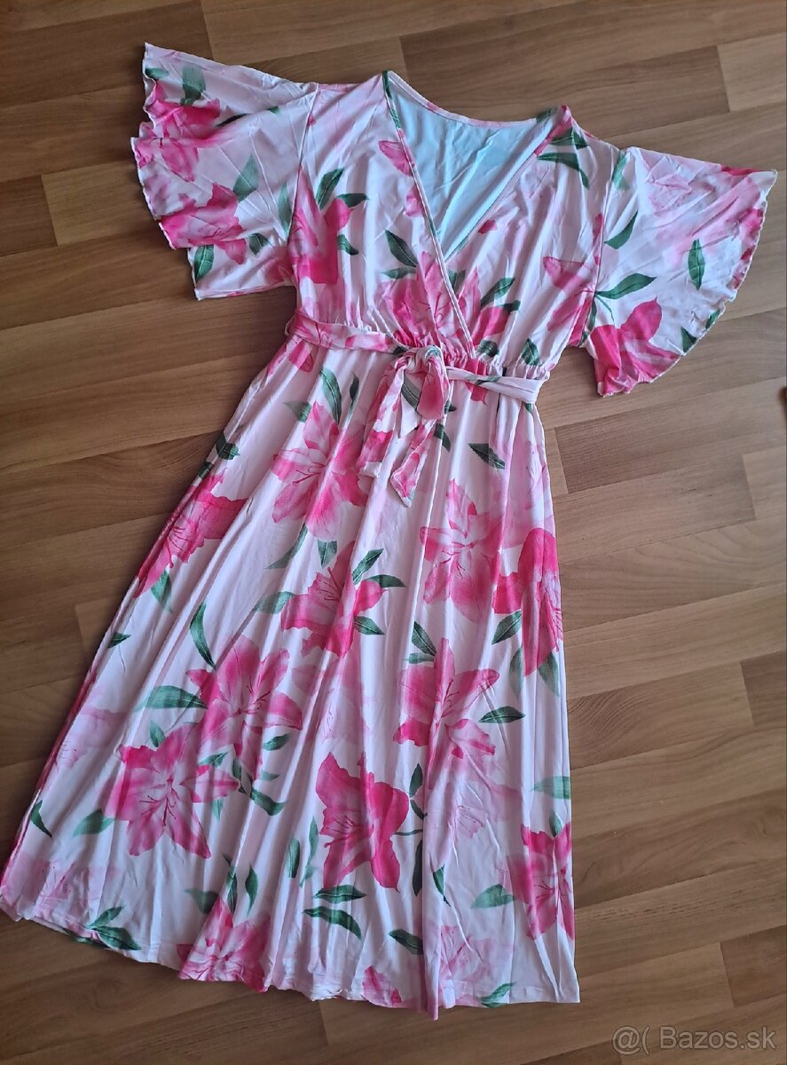 Nádherné letné dlhé šaty s volánmi veľkosť XL/XXL - 2