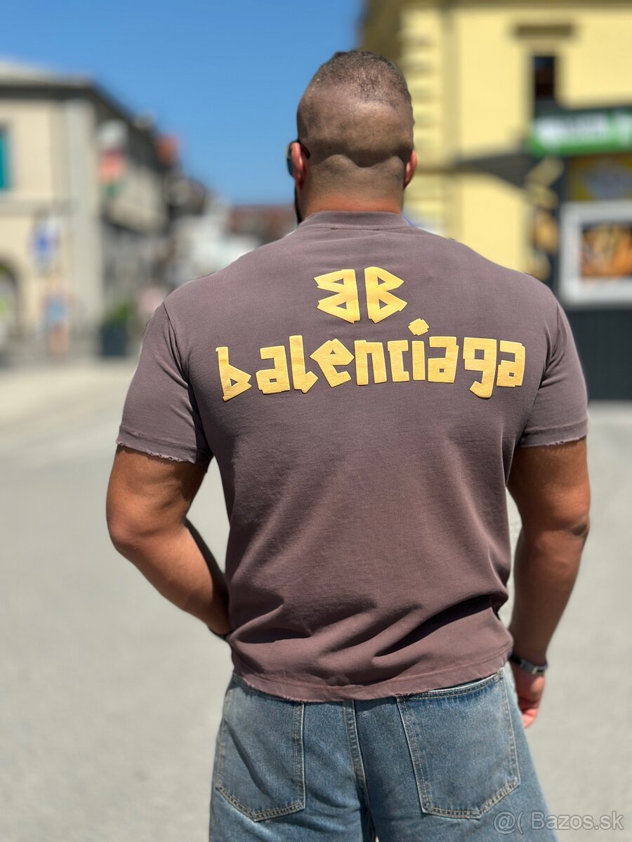 Luxusne tričko Balenciaga hnedé - 2