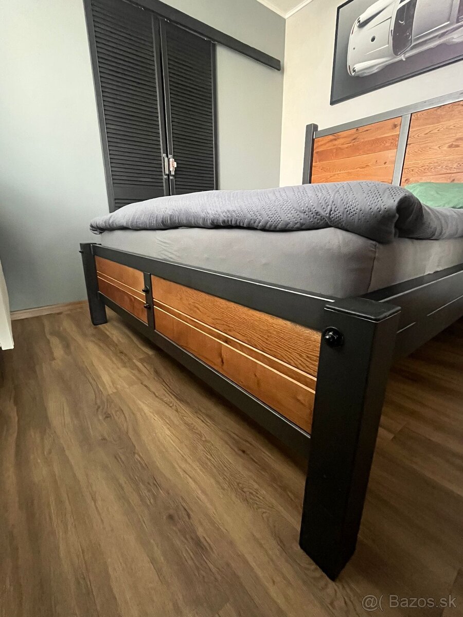 Manželská posteľ- industrial štýl - 2