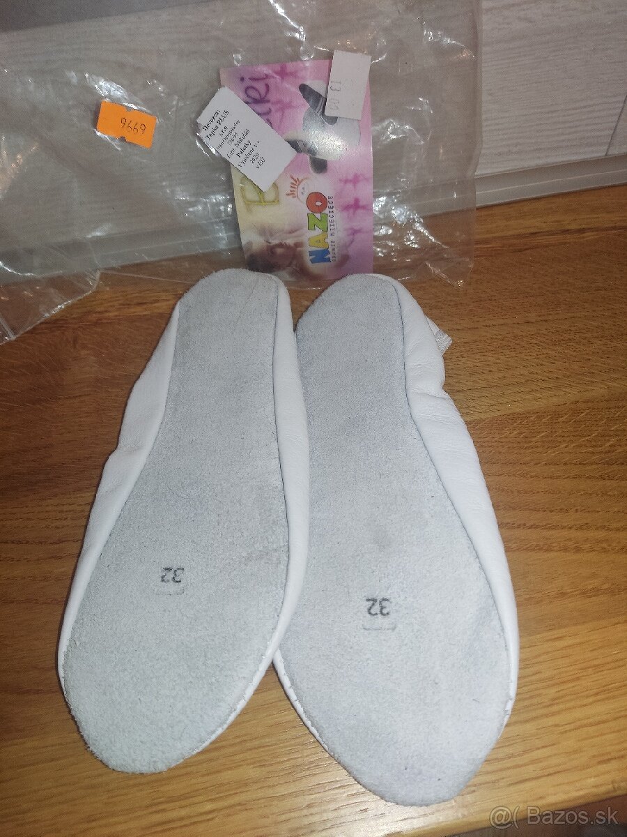 Gymnastické cvičky biele kožené vel.32 - 2