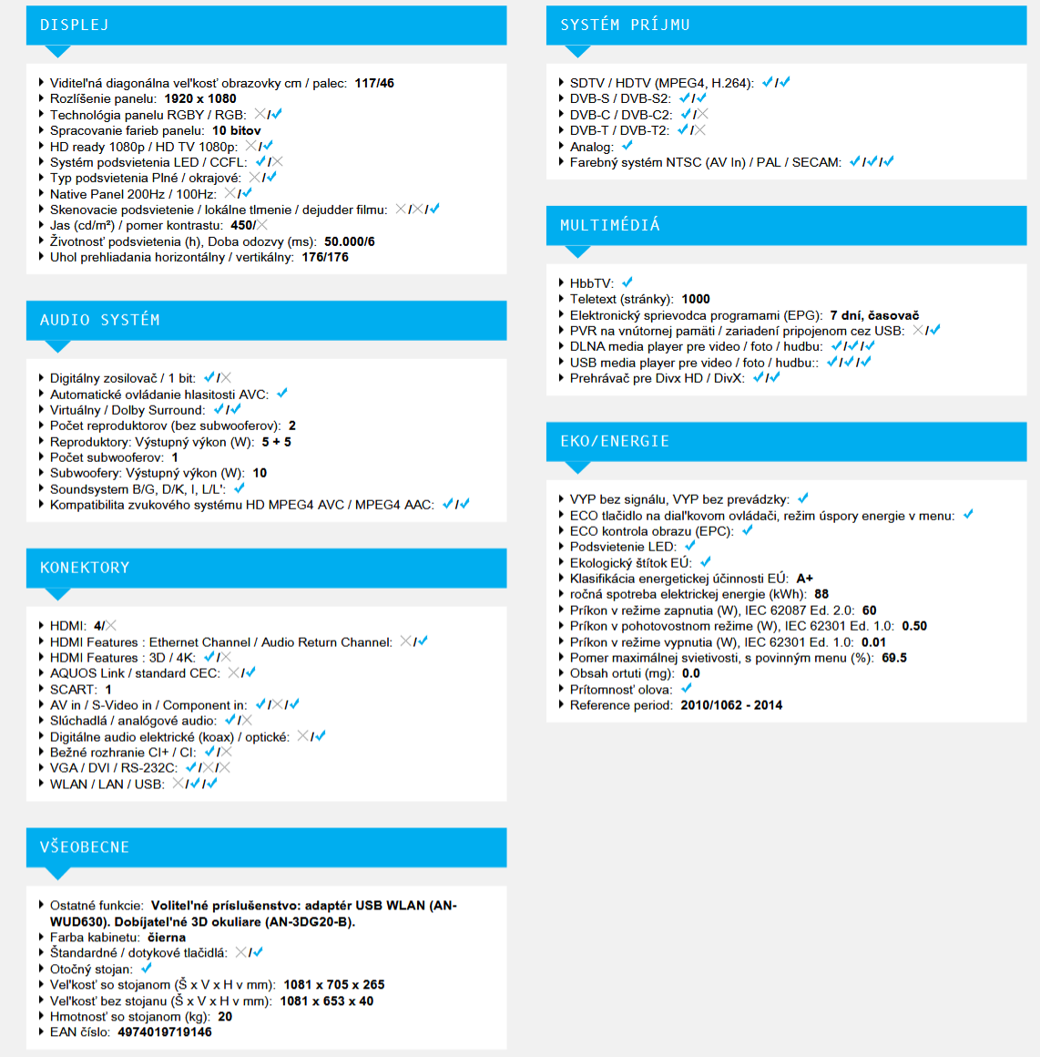 sharp LC-46LE732E, 3d telka - 2